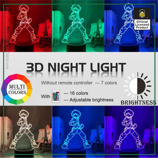 3DLed Night Light Lamp Izuku Midoriya Figure Kids Bedroom Nightlight Led Touch Sensor Room Lighting Anime 2 - BNHA Store