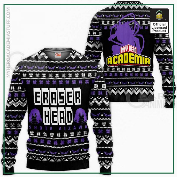 aizawa ugly christmas sweater eraser head my hero academia shirt gearanime - BNHA Store