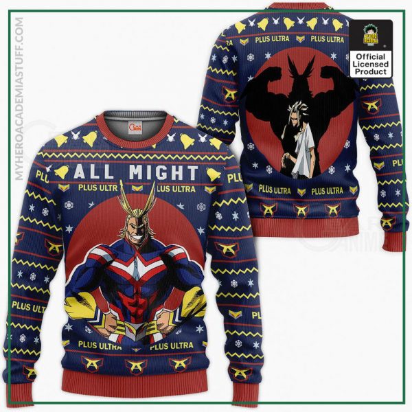 all might ugly christmas sweater my hero academia anime xmas shirt gearanime - BNHA Store